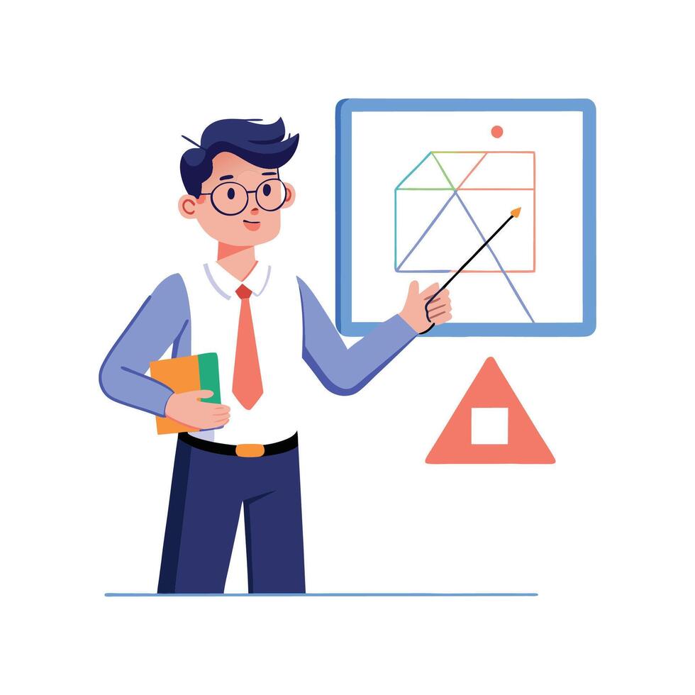 Male Teacher Explaining Material with Marker vector