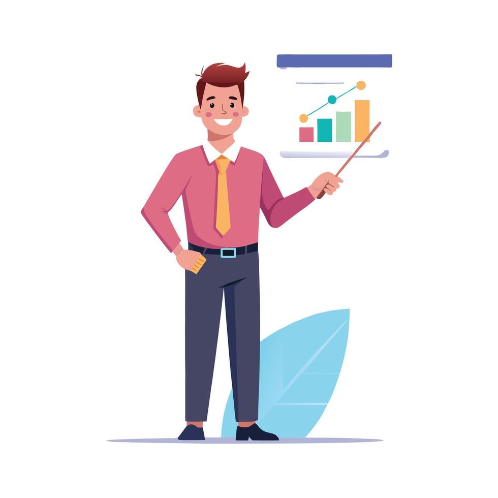 Male Teacher Engaging Students with Chart vector