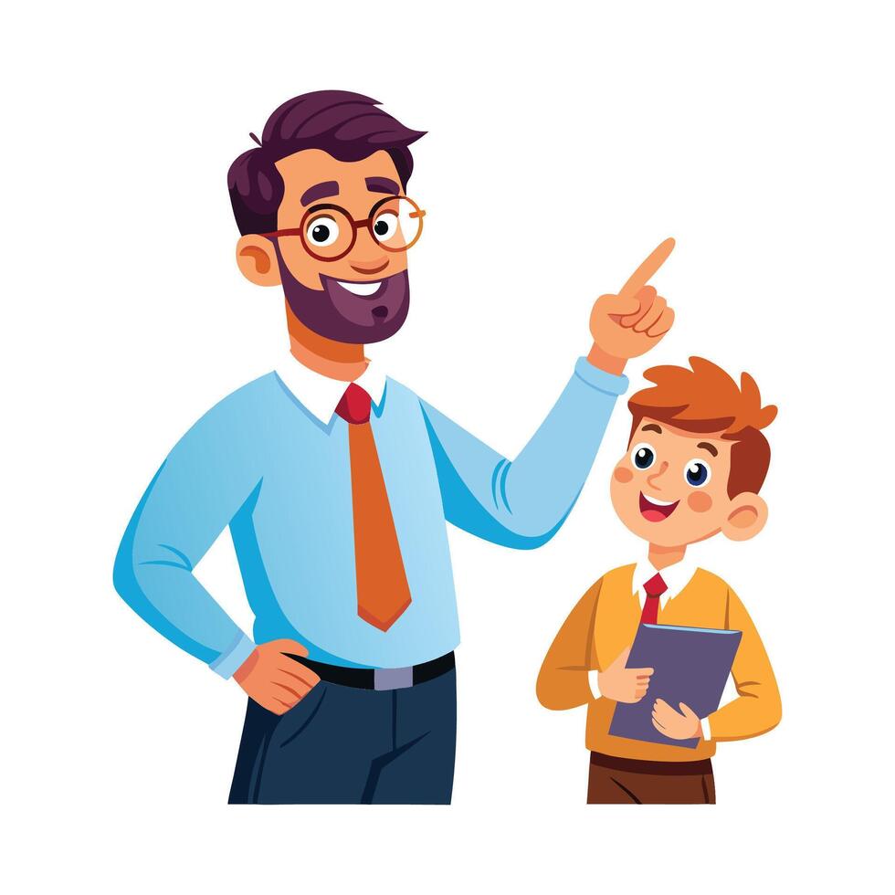Male Teacher Engaging Student with Inquiry vector