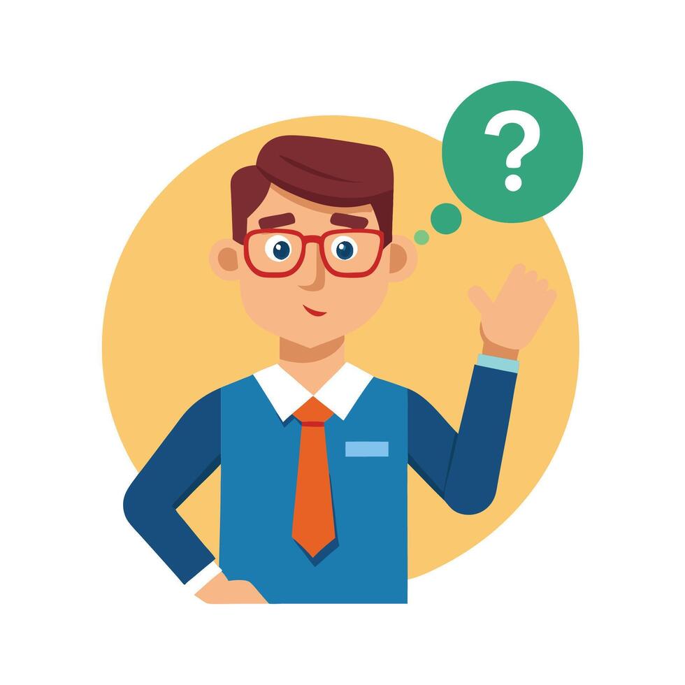 Instructor Raising Eyebrows While Asking vector