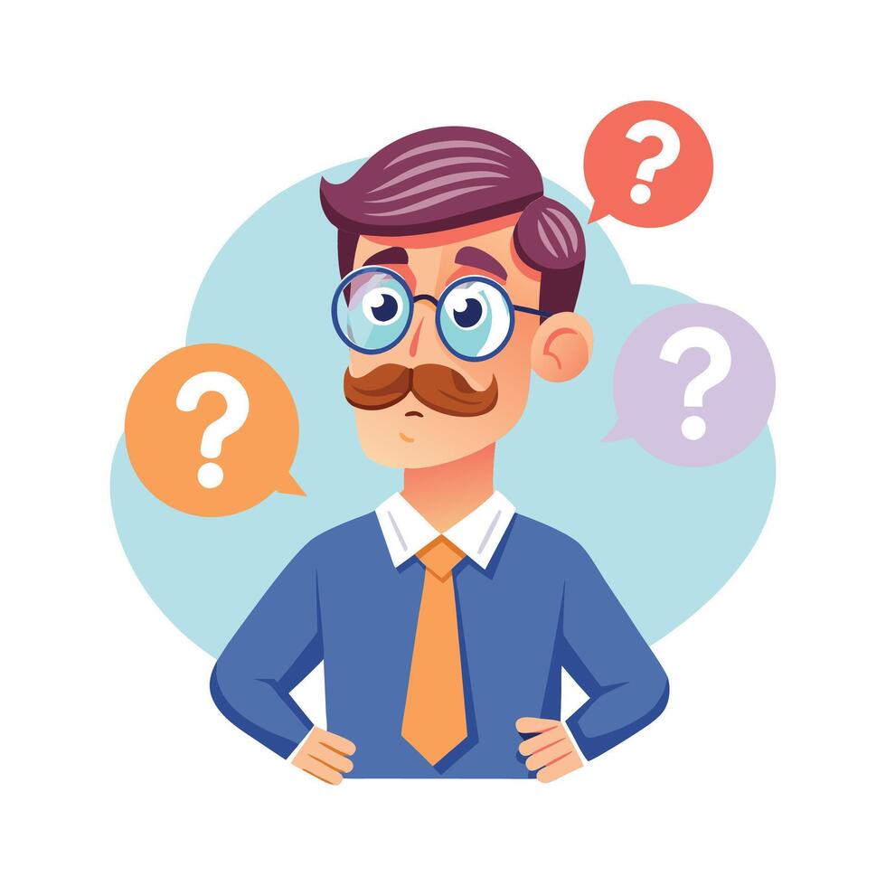 Male Teacher Raising Eyebrows to Engage Students vector