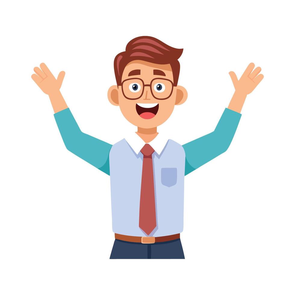 Male Teacher Encouraging Class with Hand Raise vector