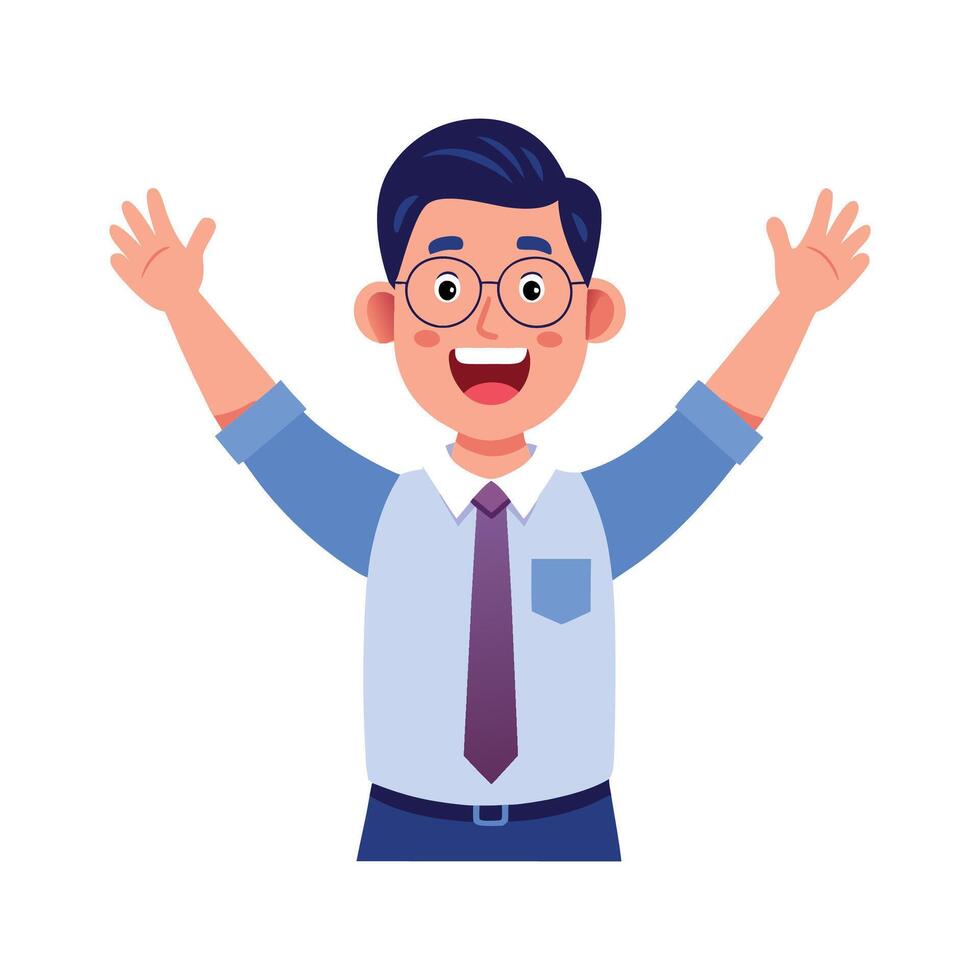 Teacher Asking a Question with Hands Up vector