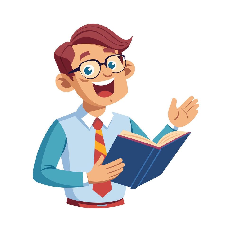 Teacher Emphasizing Points While Reading Aloud vector