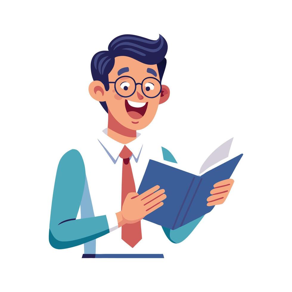 Teacher Featuring Aloud Reading with Enthusiasm vector