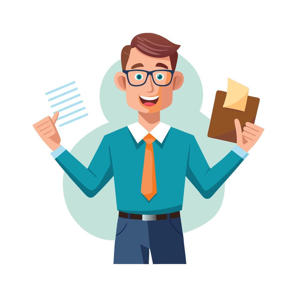 Instructor Analyzing Notes During Class Presentation vector