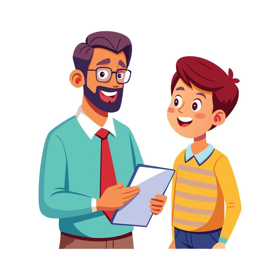 Teacher Engaging Students with Feedback vector