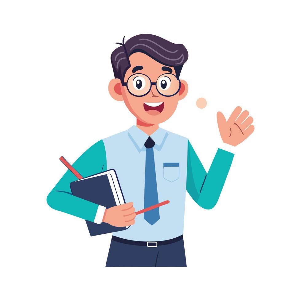 Male Teacher Providing Overview with Open Notes vector