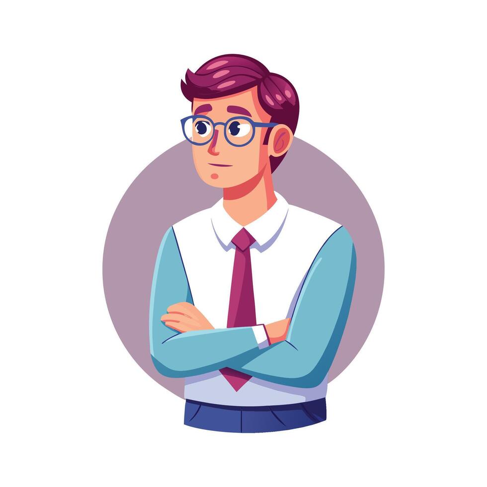 Teacher Thinking with Arms Crossed vector