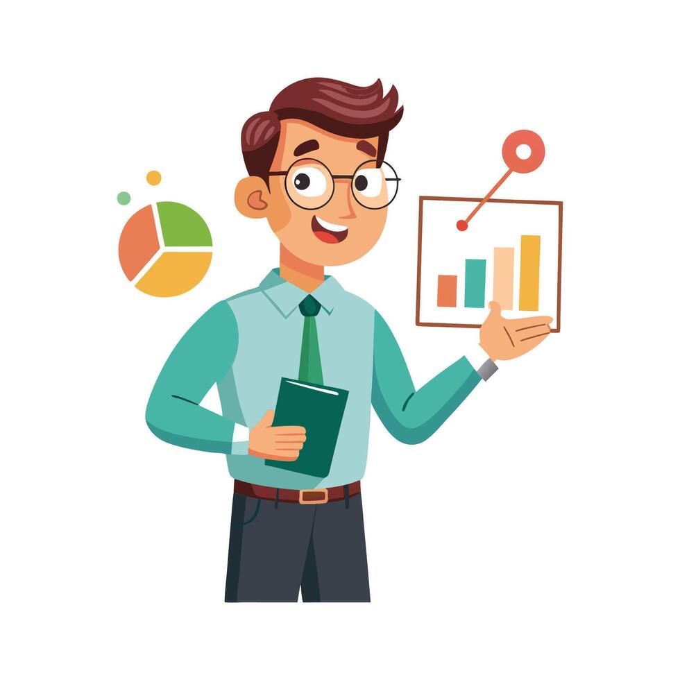 Teacher Using Chart to Explain Concept vector