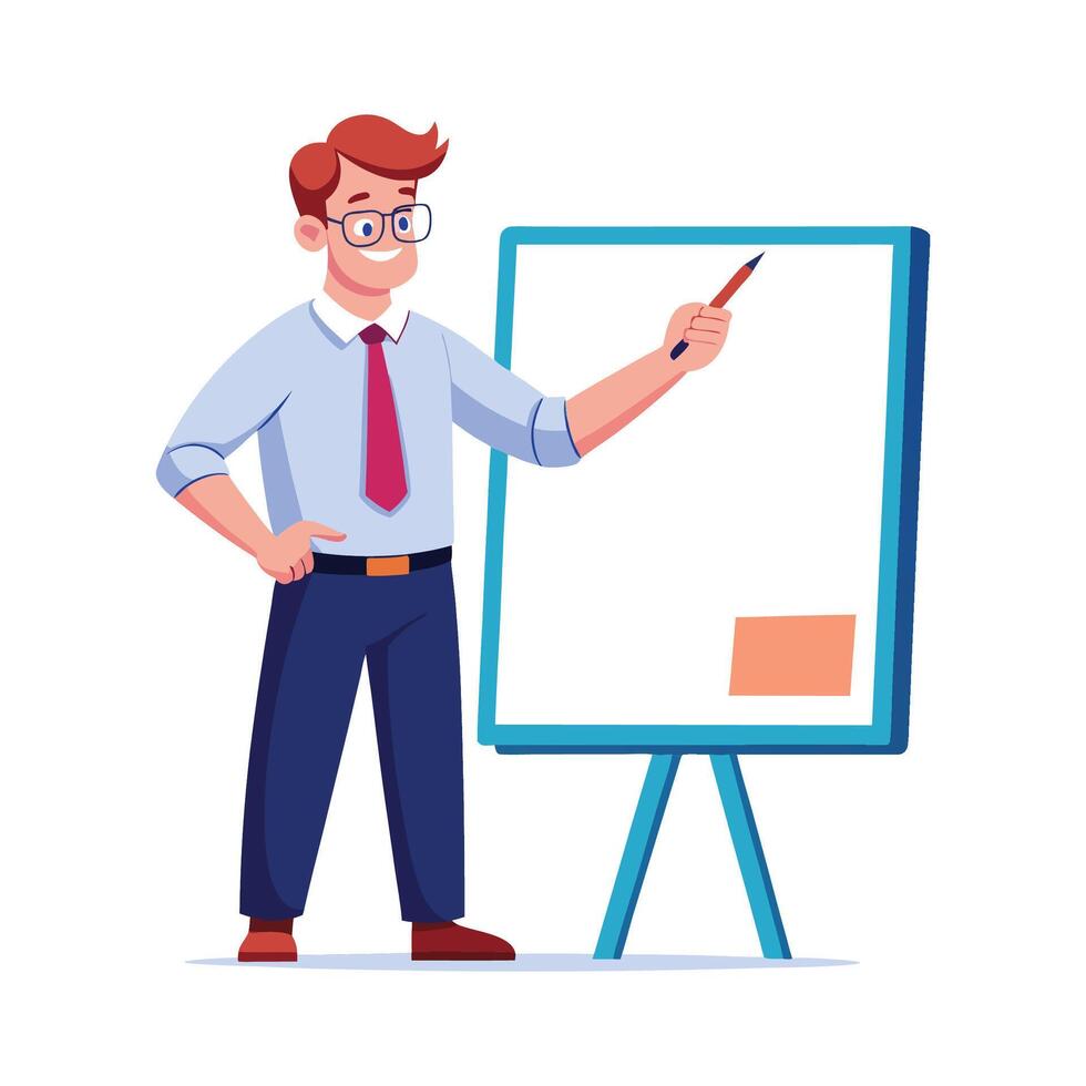 Instructor Using Interactive Whiteboard vector