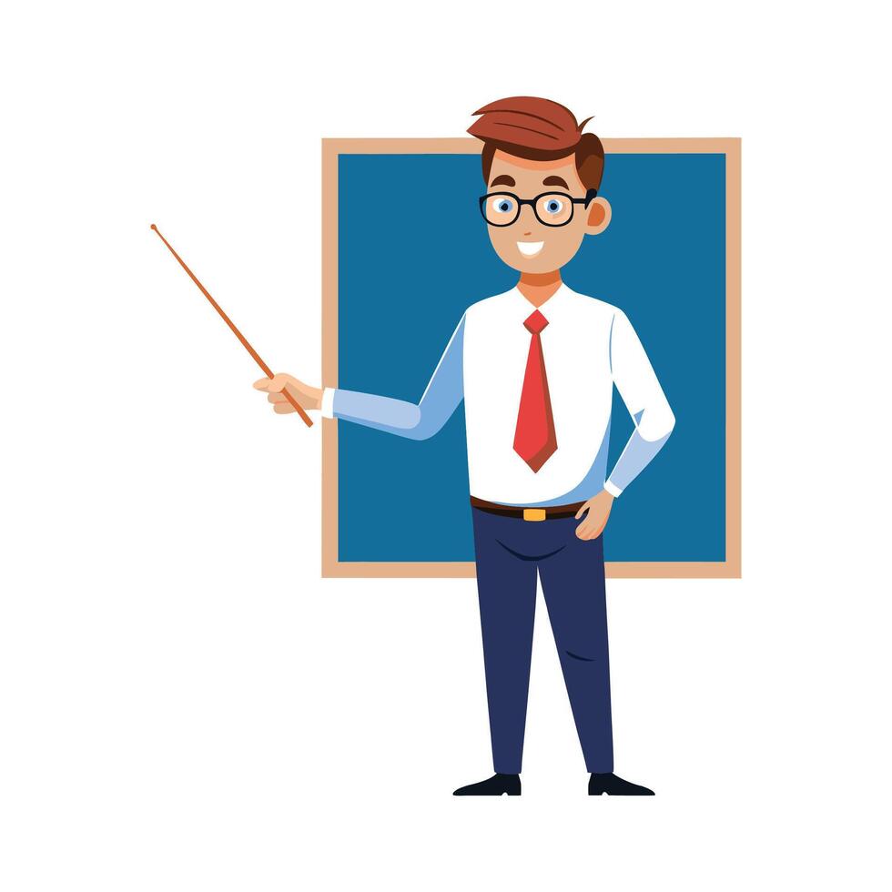 Teacher Featuring Stick During Board Explanation vector