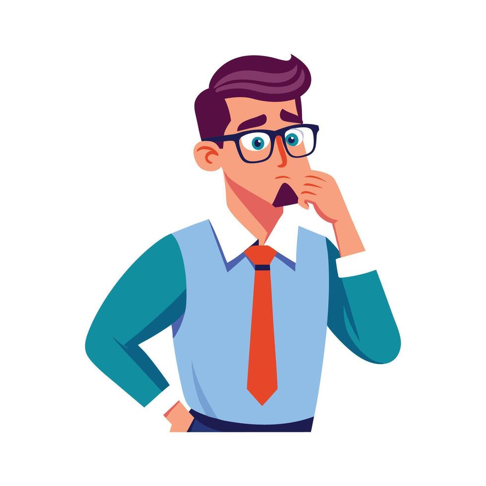 Educator Thinking and Adjusting Glasses vector