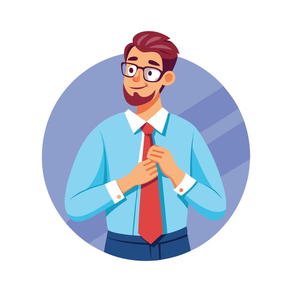 Instructor Adjusting Tie During Discussion vector