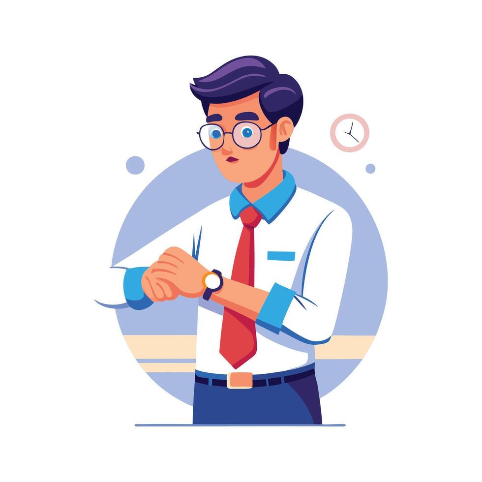 Teacher Checking Wristwatch While Teaching vector