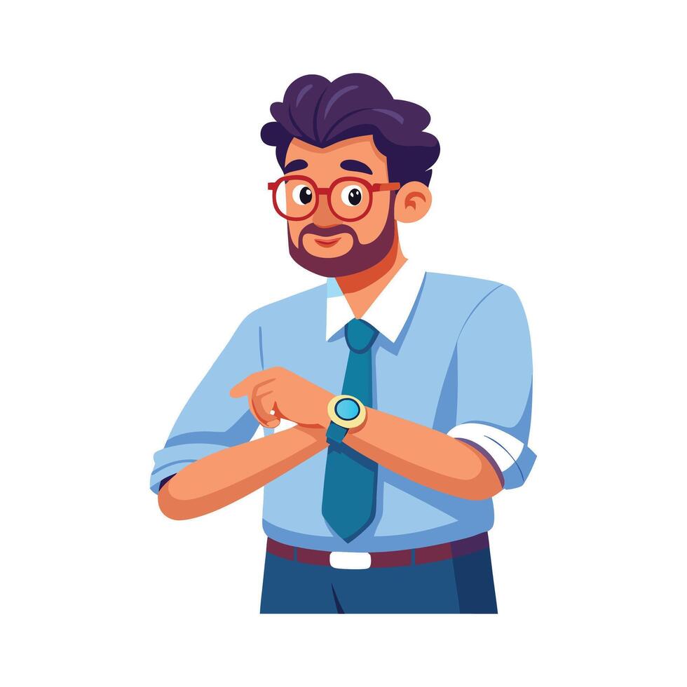 Educator Looking at Wristwatch During Lesson vector