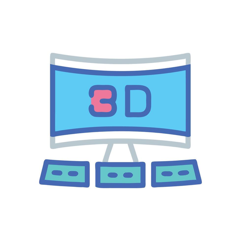 3D Movie Screen Icon for Cinema vector