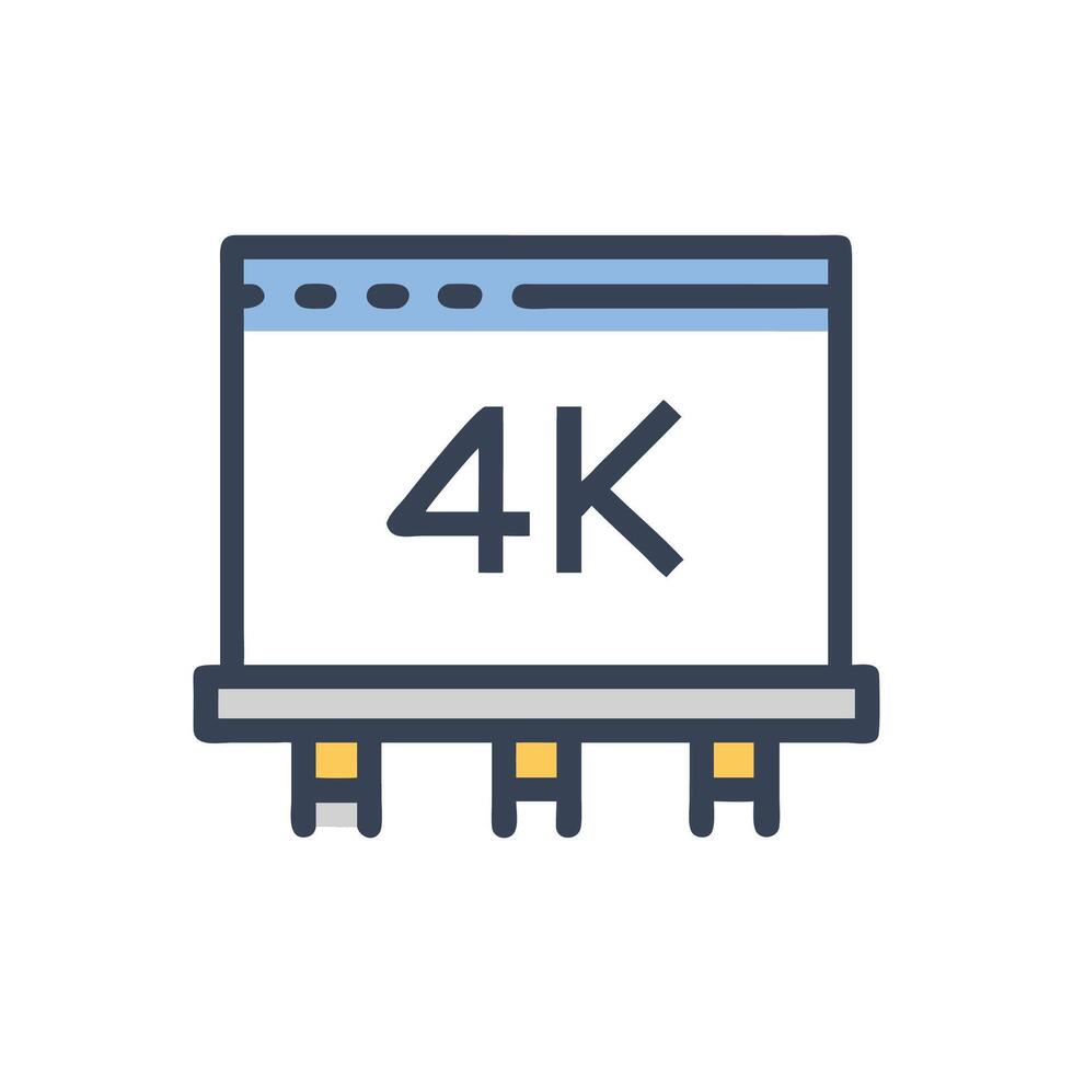 HighQuality 4K Movie Screen Icon vector