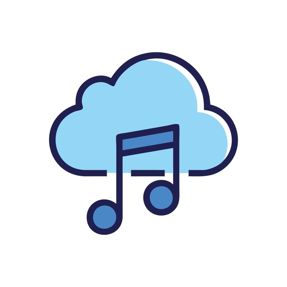 Modern Cloud Music Icon for Streaming vector
