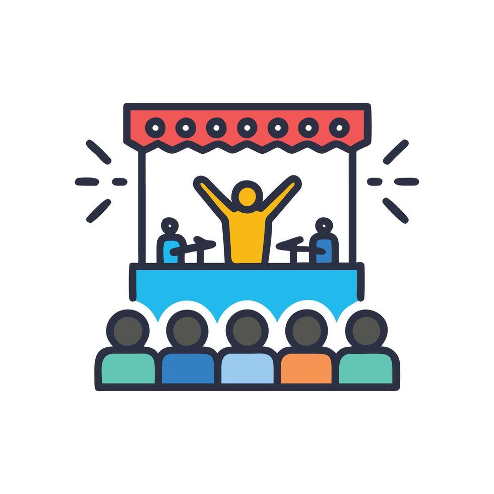 Stylish Concert Crowd Icon vector
