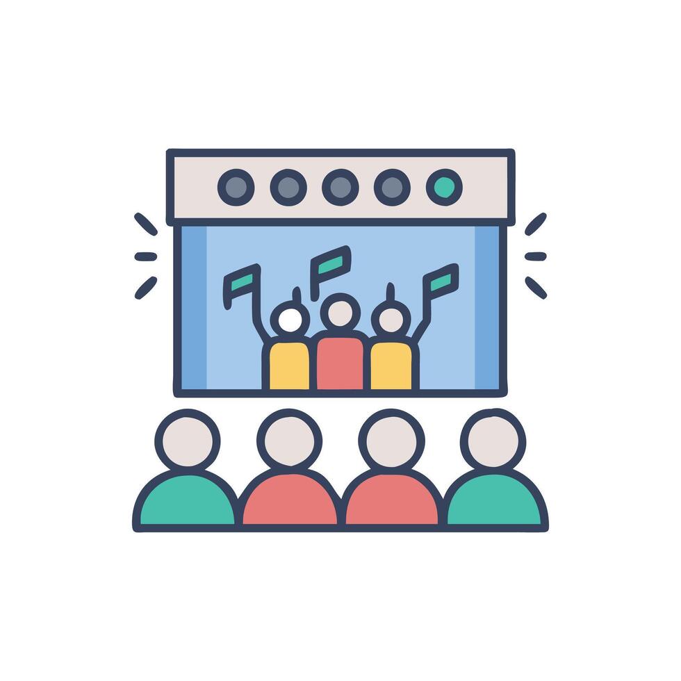 Modern Concert Crowd Icon for Music vector