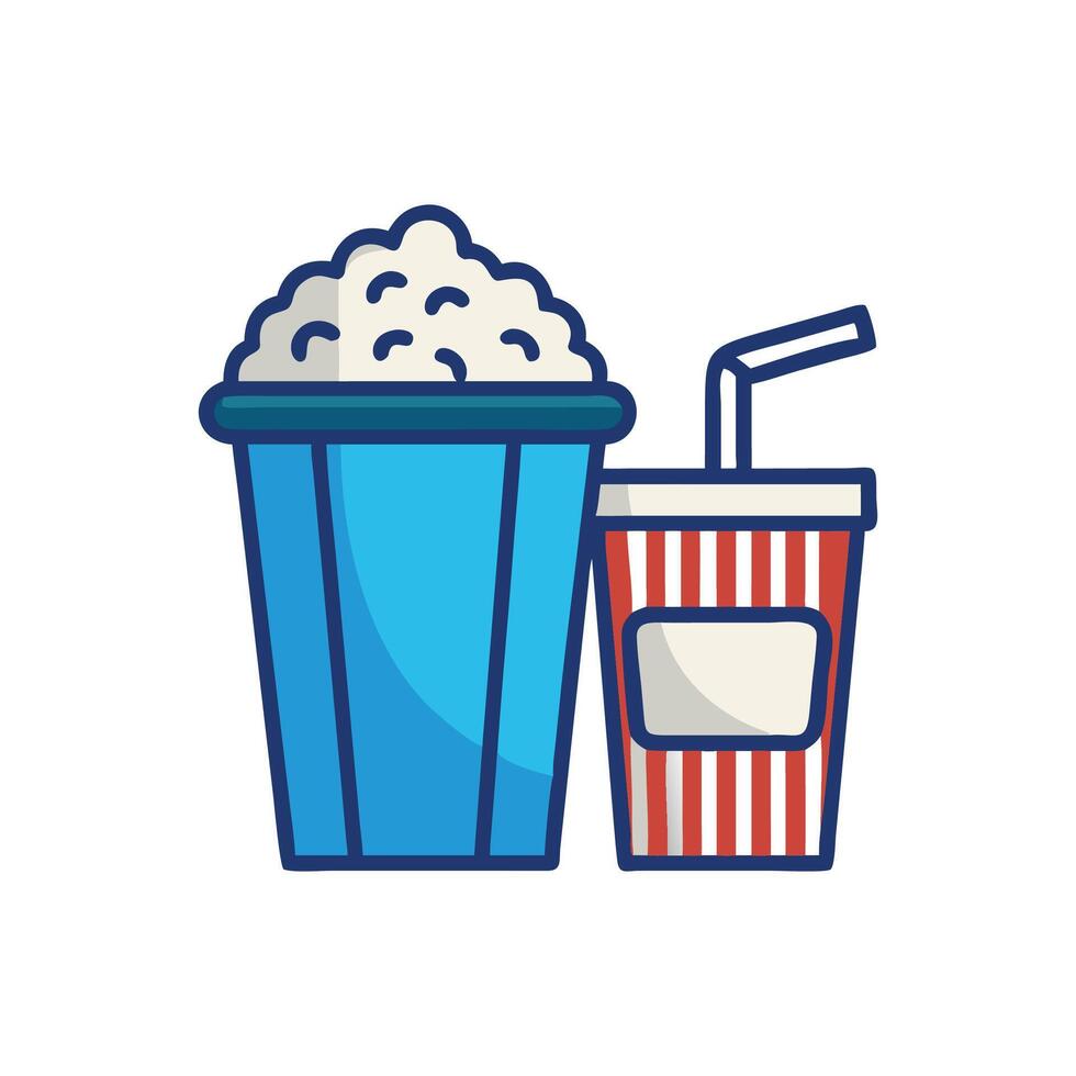 Popcorn and Soda Icon for Movies vector