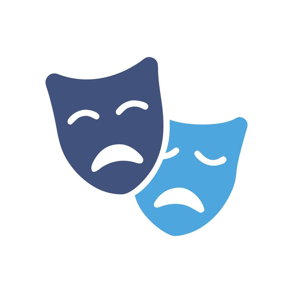 Tragedy Mask Icon for Theatrical Arts vector