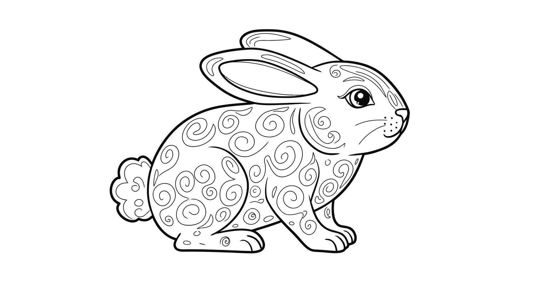 A coloring page with a bunny vector