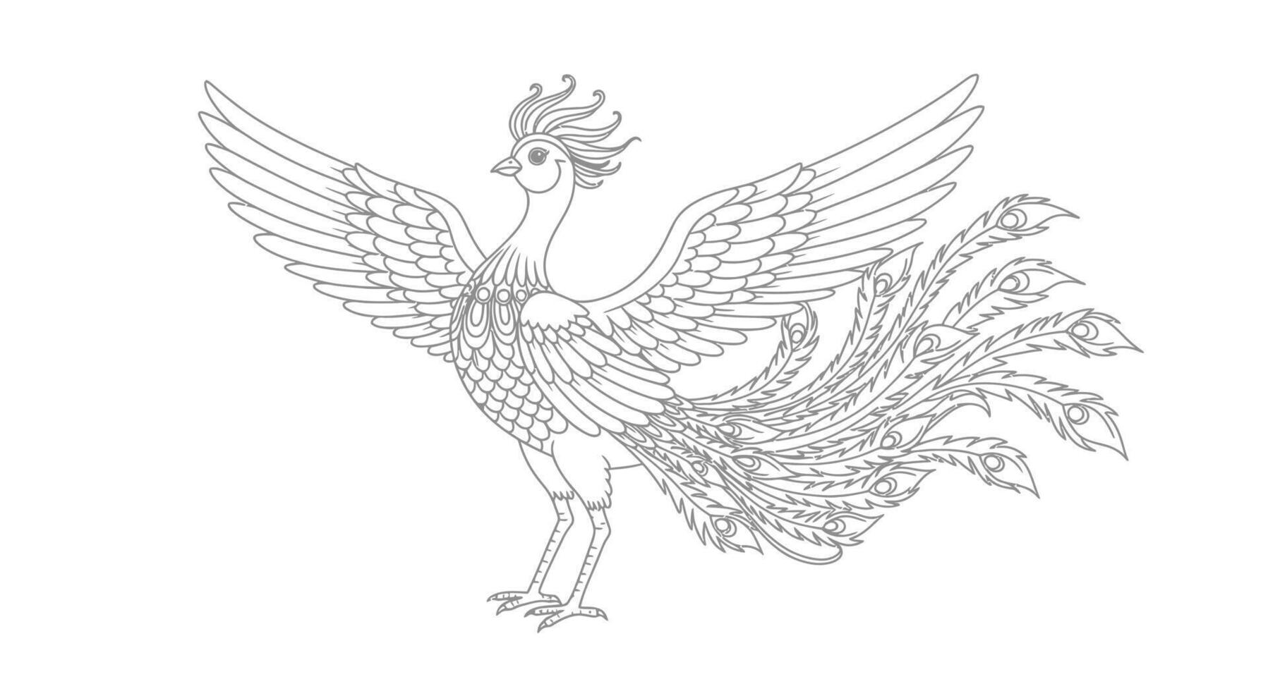 A bird with wings and a long tail is shown vector