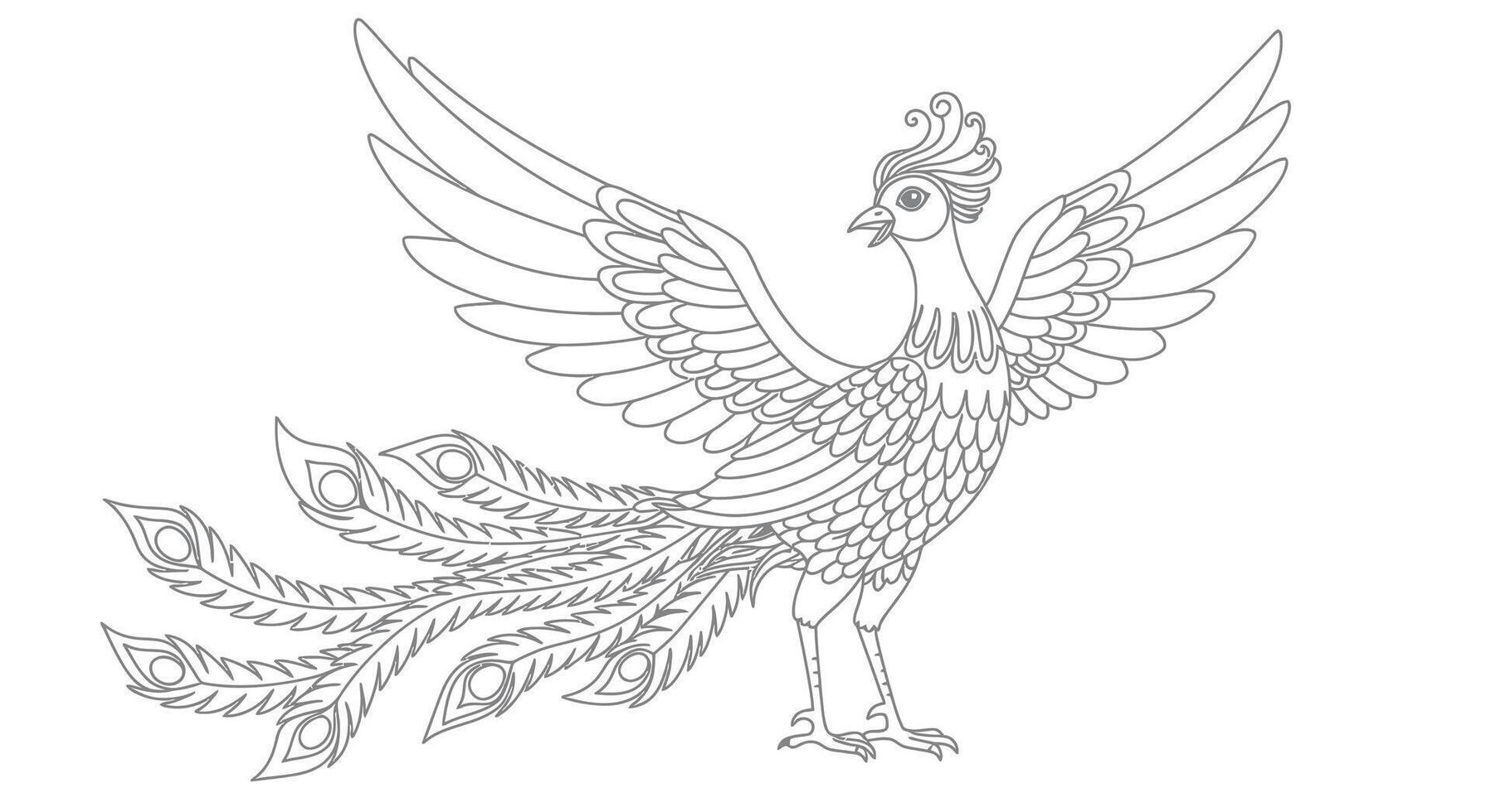 A Chinese Phoenix With Elegant Wings a Curved Tail and a Gentle Head vector