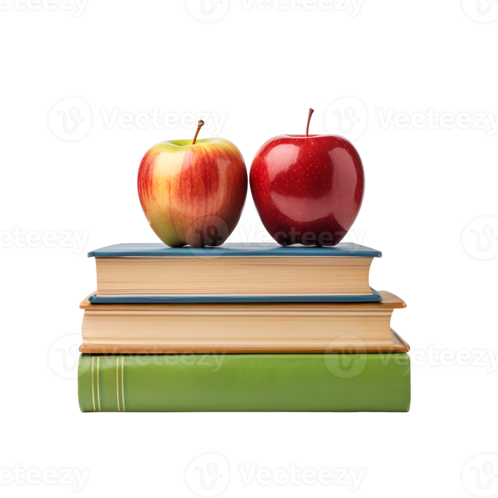 Books With Apple on Top isolated on transparent background png