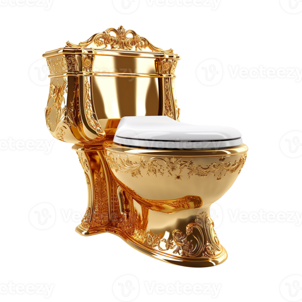 Bathroom commode made with gold isolated on transparent background png