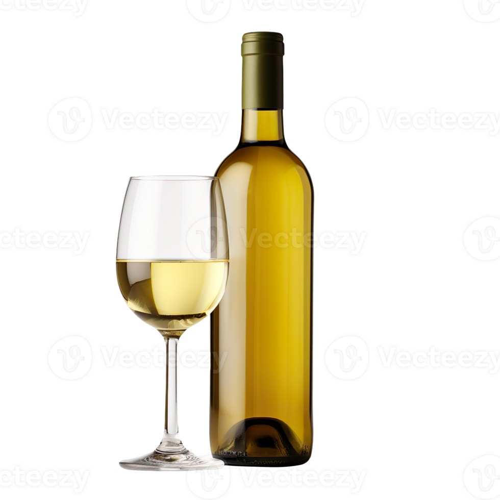bottle of white wine isolated on transparent background png