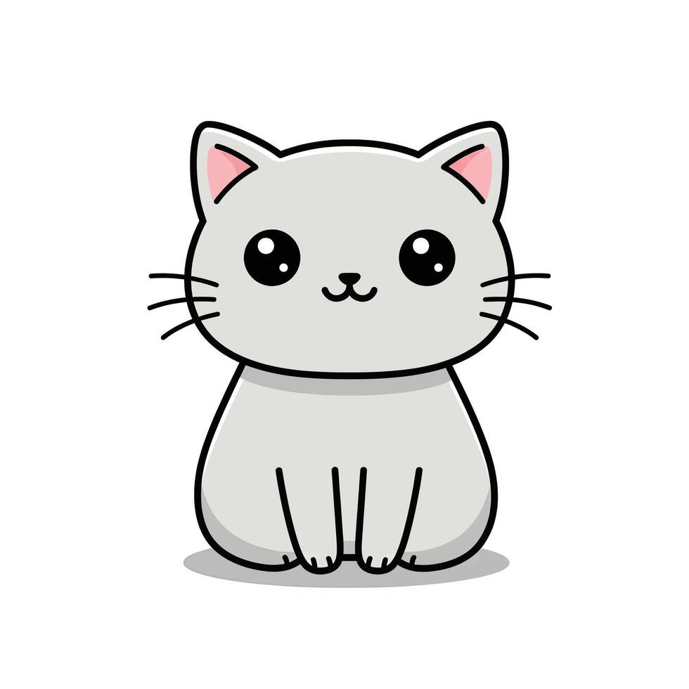 A cartoon cat sitting down with a big smile vector