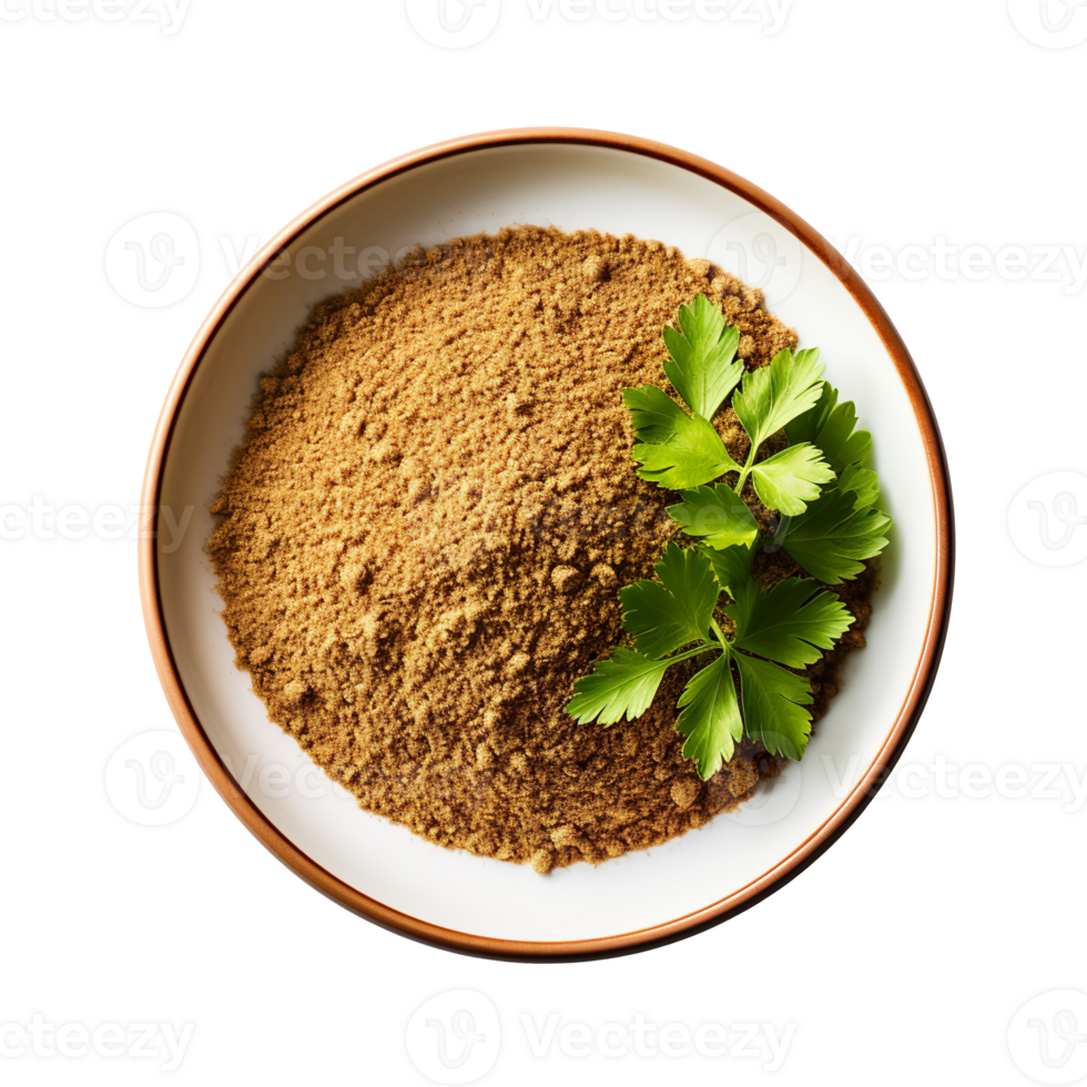 Coriander powder on a plate isolated on transparent background png