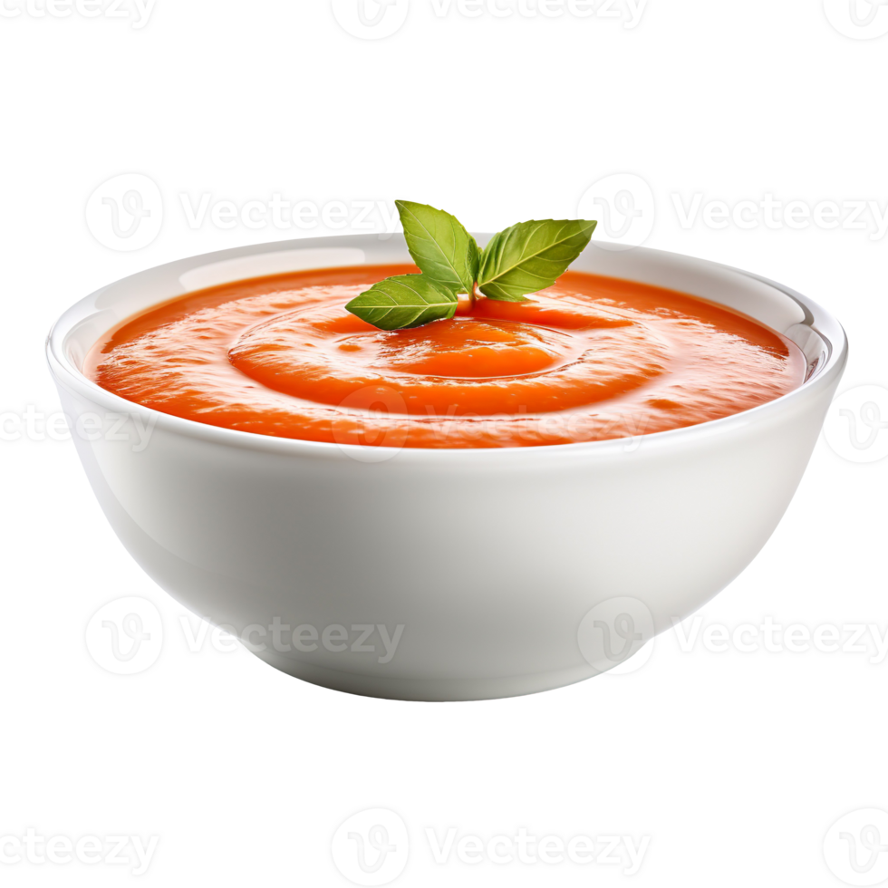 Bowl of tomato soup isolated on transparent background png