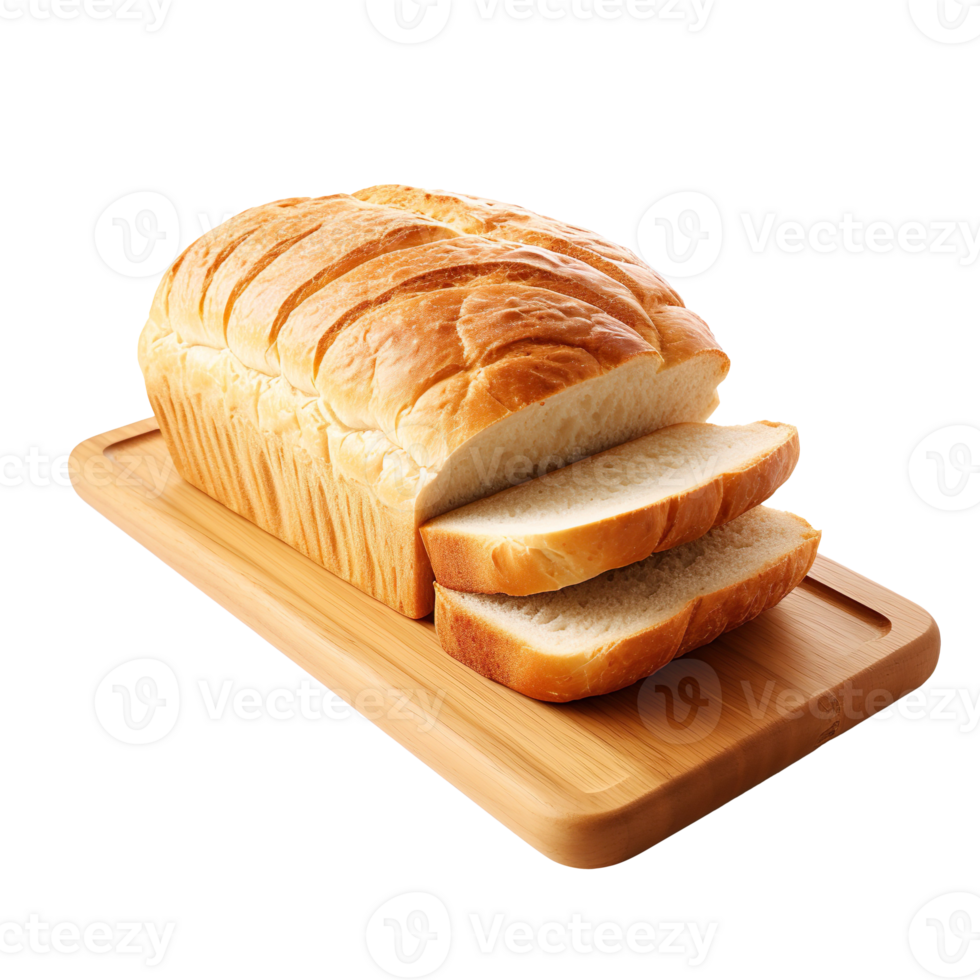 Bread on a cutting board isolated on transparent background png