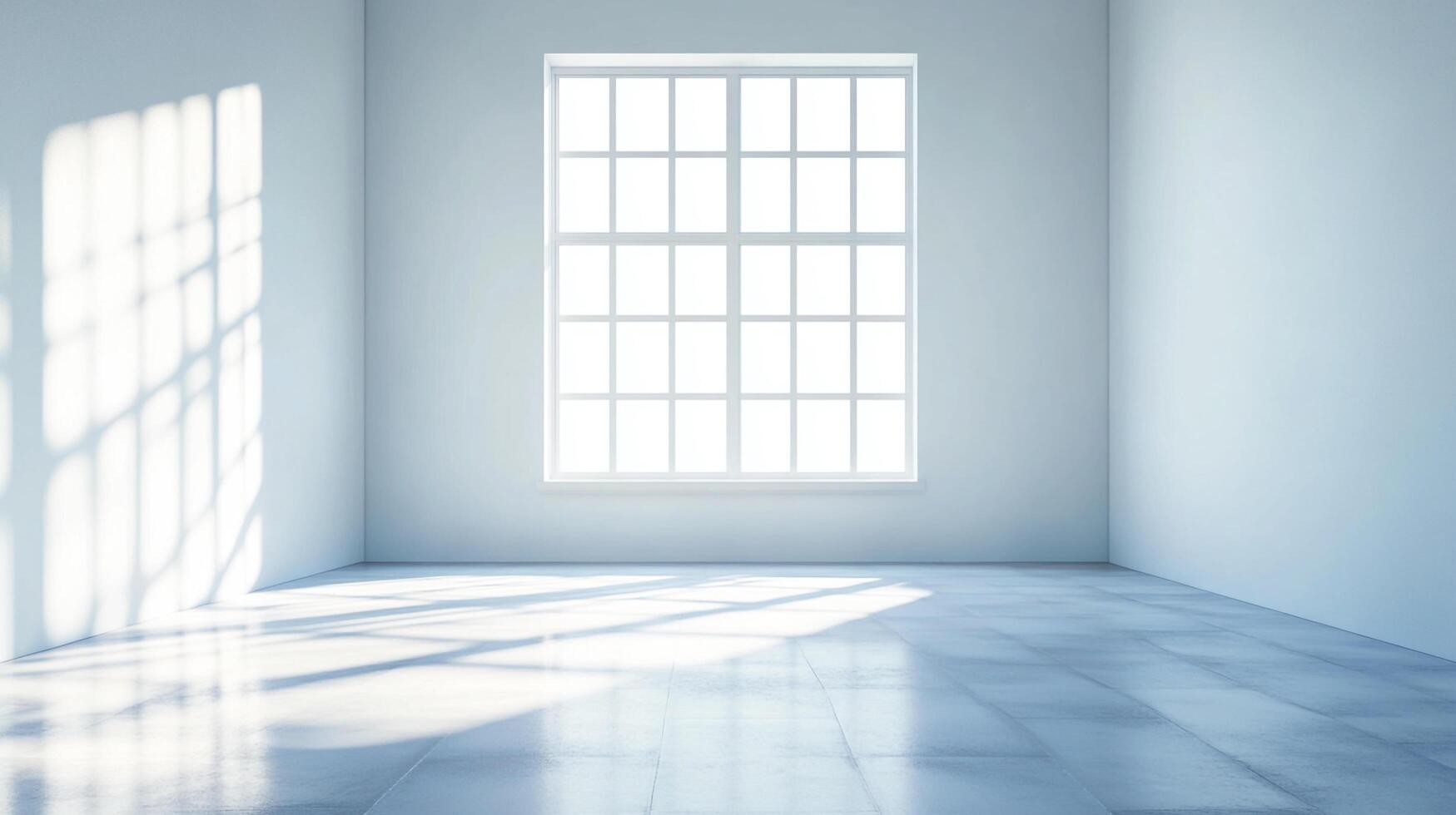 Bright empty room with sunlight streaming through the window. Minimalist space, clean design, perfect for showcasing architectural elements. photo