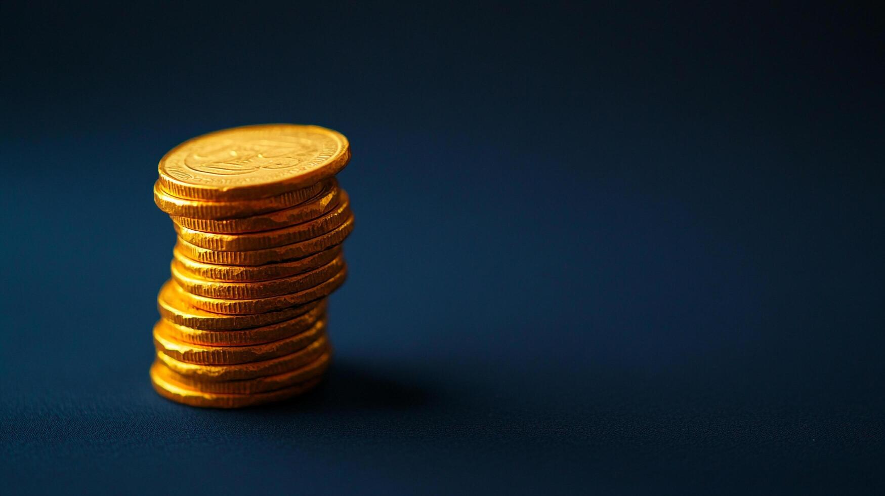 A striking image of a stack of golden coins set against a dark background, conveying themes of wealth, prosperity, and the allure of financial success. photo