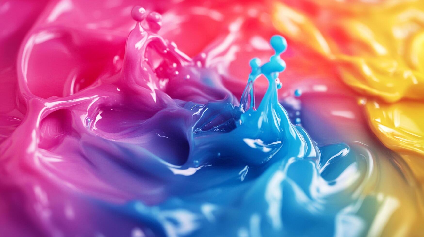 This vibrant image showcases an explosion of colorful liquid paint, capturing the dynamic splashes and swirls that convey a sense of creativity and artistic expression. photo