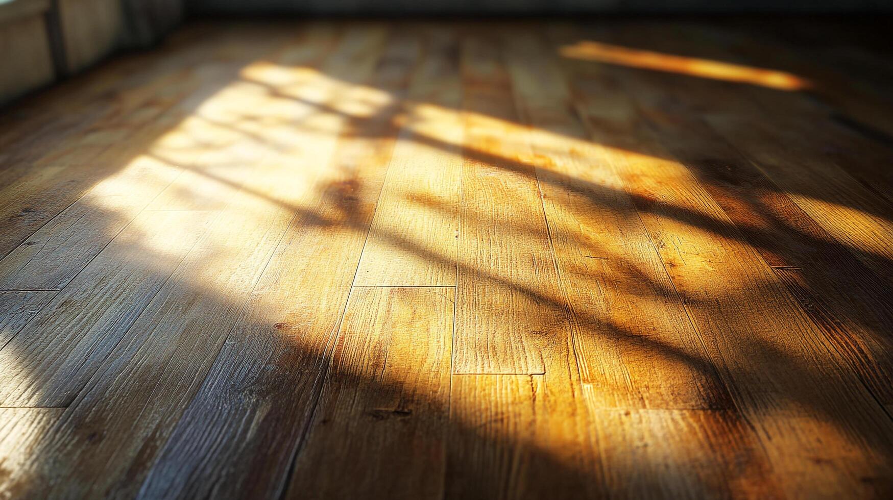 Soft sunlight filters through, casting intricate shadows on a wooden floor, creating a warm and inviting atmosphere that celebrates the beauty of light and craftsmanship in homes. photo