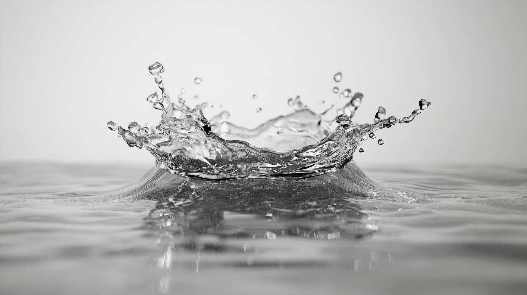 A striking image capturing a moment of water splashing upward, showcasing the intricate details and movement of droplets against a minimalist background. photo