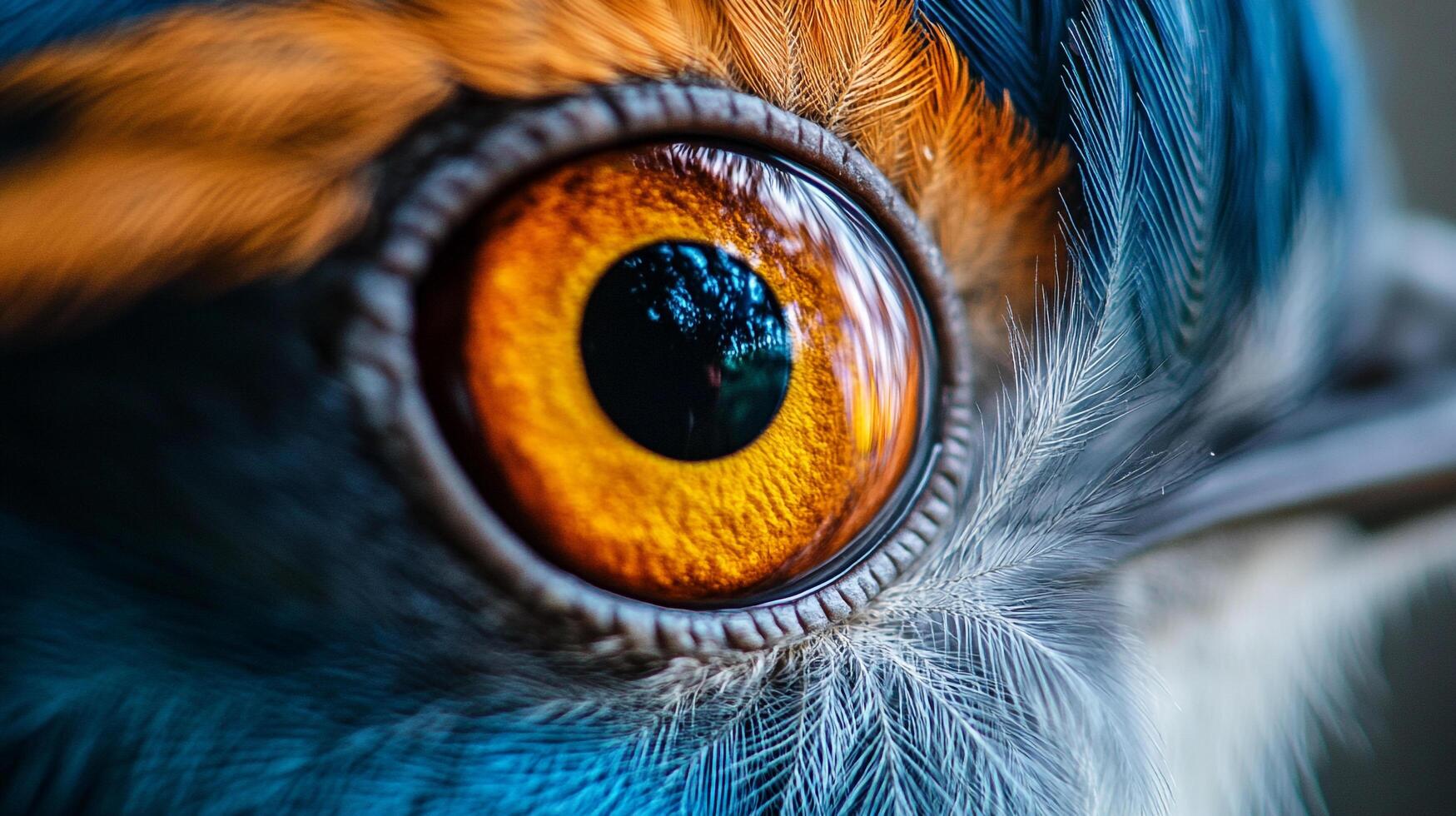 An extraordinary close-up of a bird's eye highlights the intricate details of nature, illuminating the beauty and complexity of wildlife and vision. photo