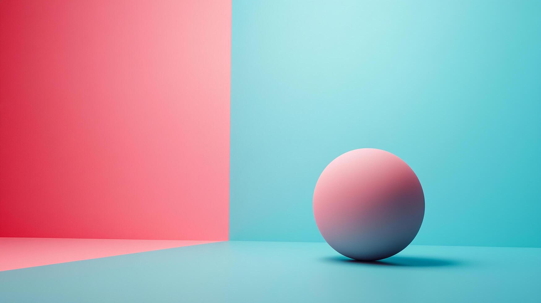A soft sphere rests in a vibrant geometric space, showcasing a harmonious blend of pastel colors that evoke feelings of creativity and modernity. photo