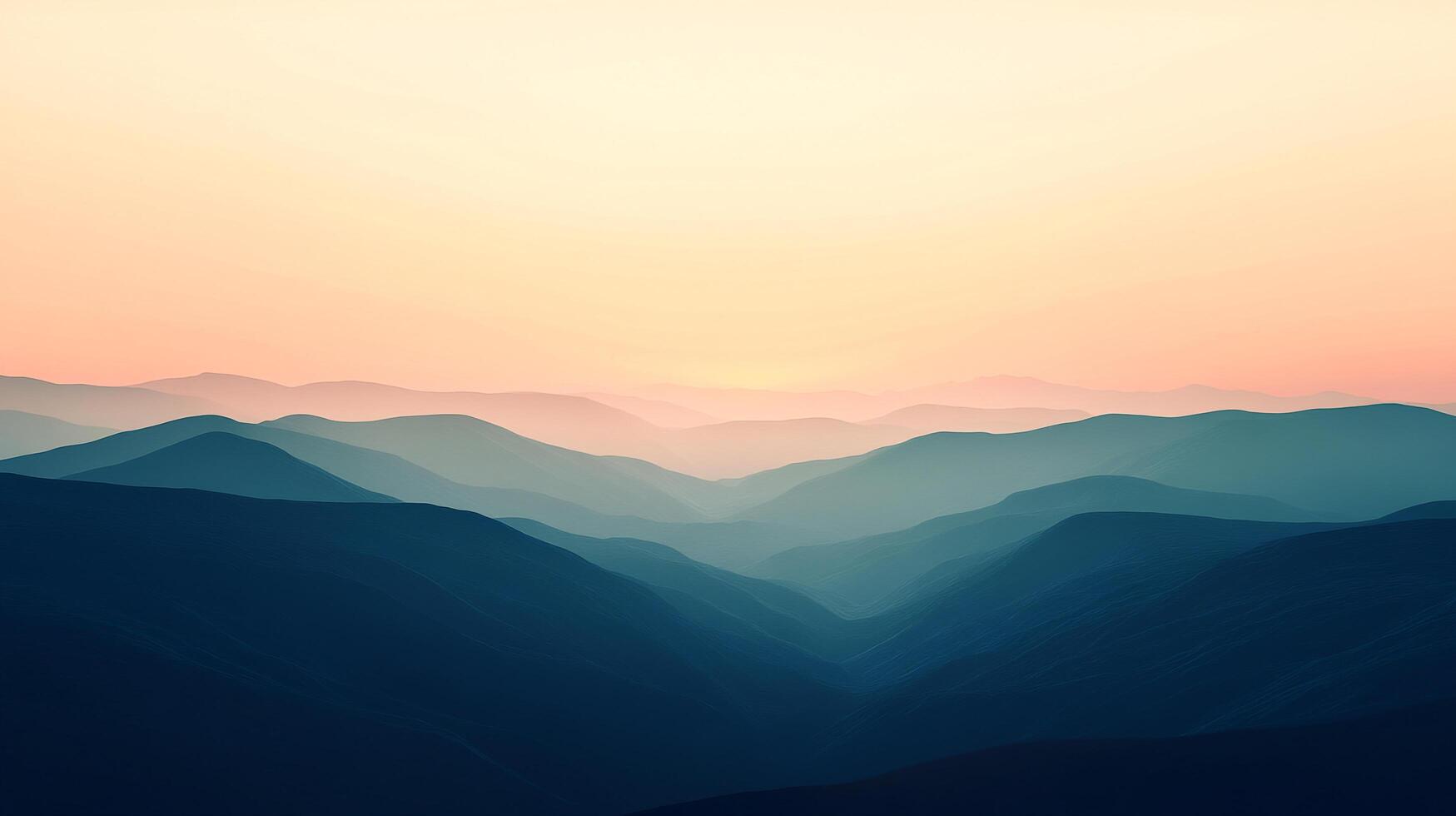 Hazy mountains at sunrise showcasing soft pastel colors as light gradually brightens the landscape, inviting feelings of calmness and contemplation in a natural setting. photo