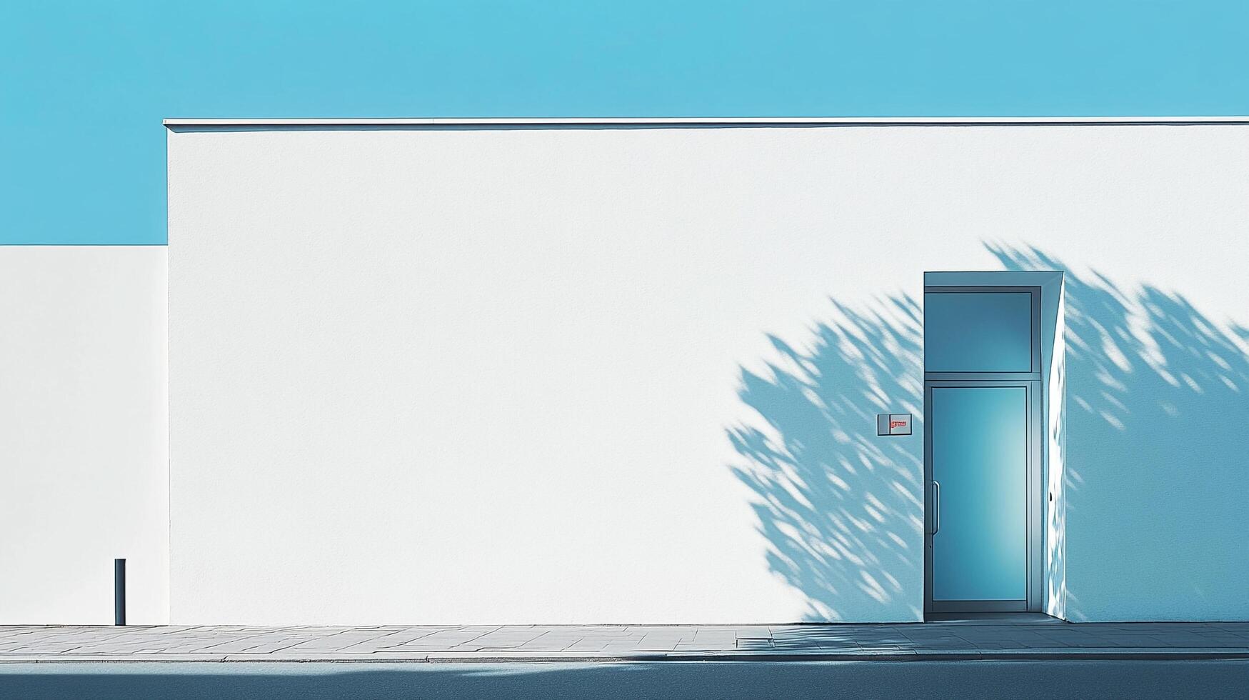 An elegantly simple white wall featuring a subtle door and soft shadows, evoking feelings of minimalism, cleanliness, and contemporary design aesthetics. photo
