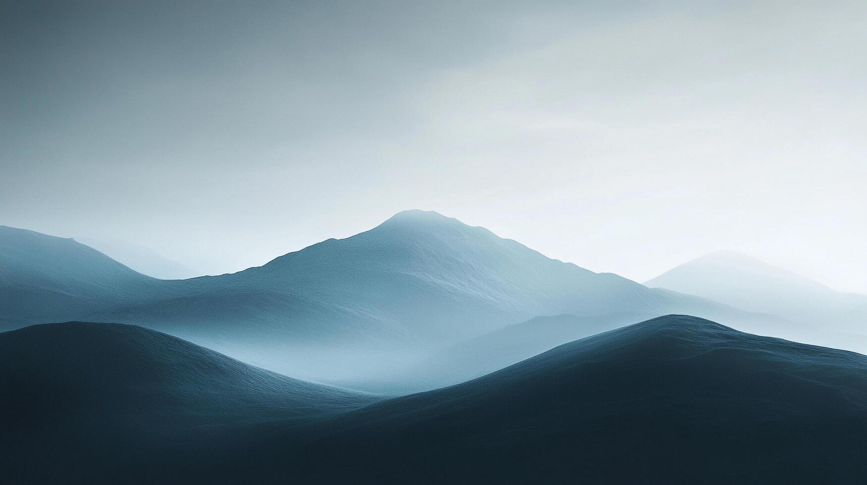 Dark, undulating mountains create a mystic ambiance as fog envelops the landscape, evoking a sense of mystery and the unknown in this captivating view. photo