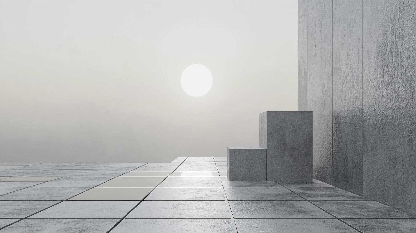 This image captures a serene minimalist environment, featuring a soft gradient backdrop and simple geometric forms, evoking calmness and contemplation in viewers. photo