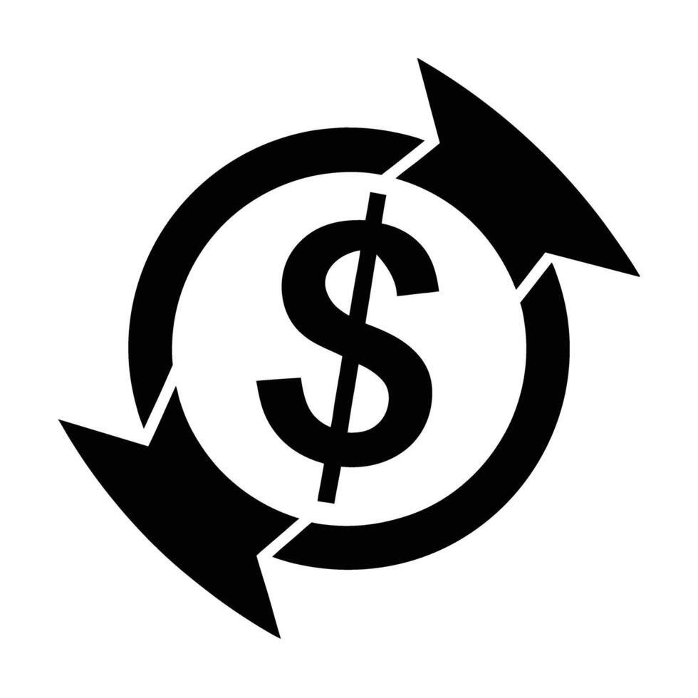 Dynamic arrow circling dollar sign silhouette for corporate financial growth vector