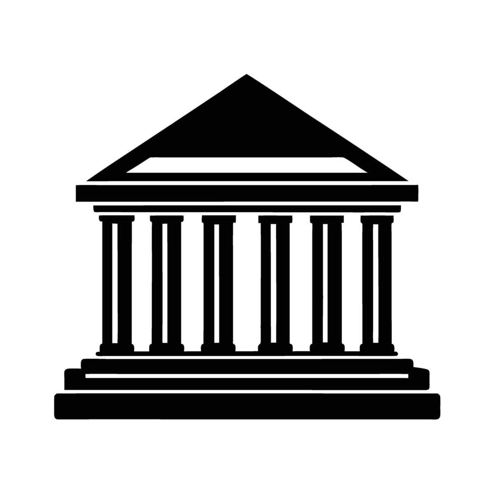 Dynamic bank building silhouette symbolizing innovative financial service headquarters vector